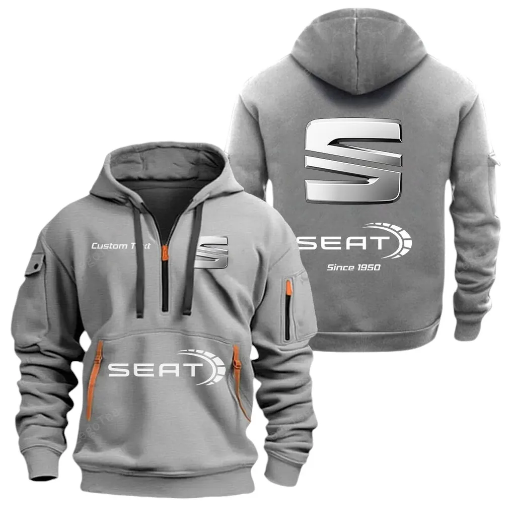 Compact Car Collectors Gift Hoodie Half Zipper, Active Supporter Half-Zip Hoodie CAR052 - Gray