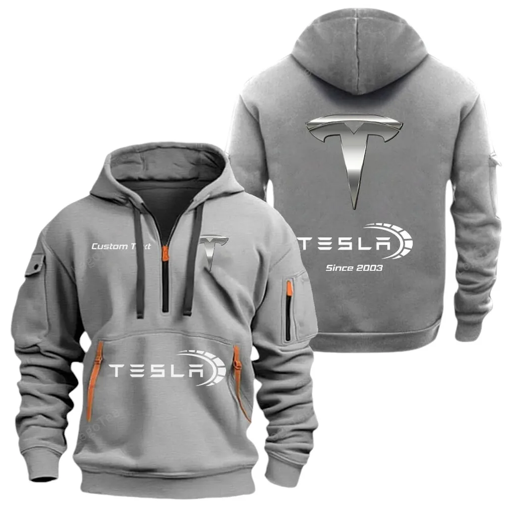 Zero-Emission Vehicle Fans Gift Hoodie Half Zipper, True Fan Hoodie CAR052 - Gray