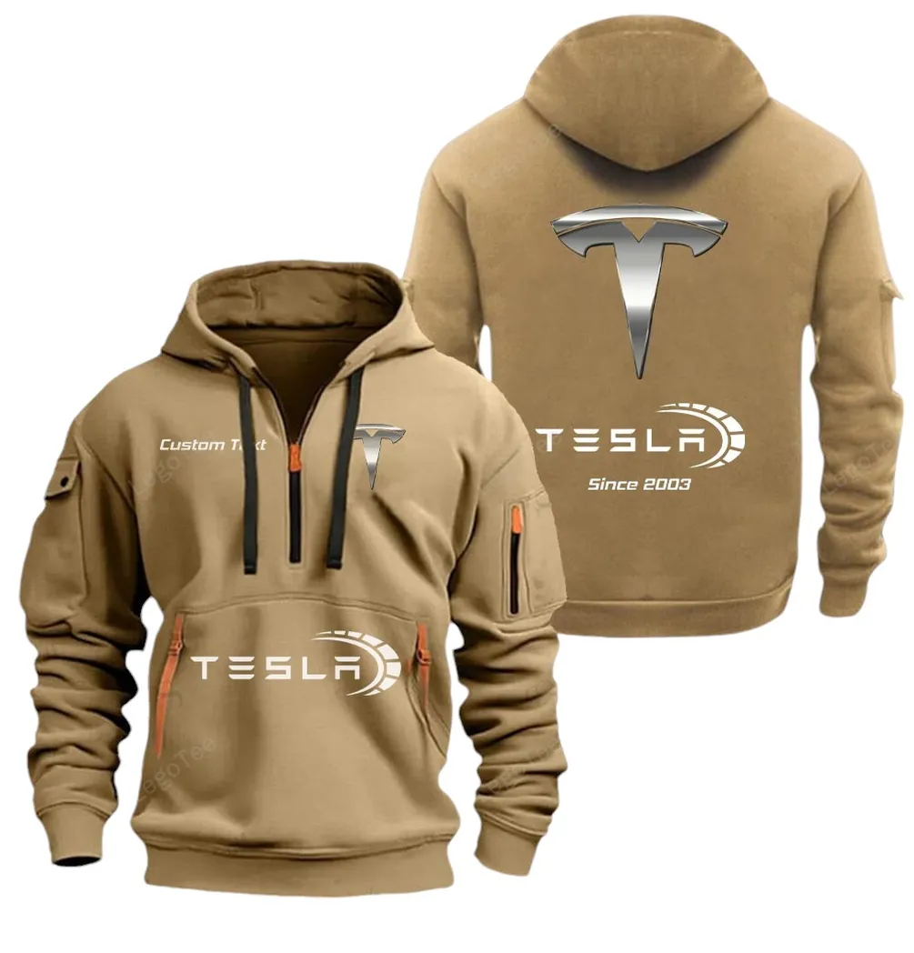 High-Tech Auto Fans Gift Hoodie Half Zipper, Athletic Fan Half-Zip Hoodie CAR052 - Khaki