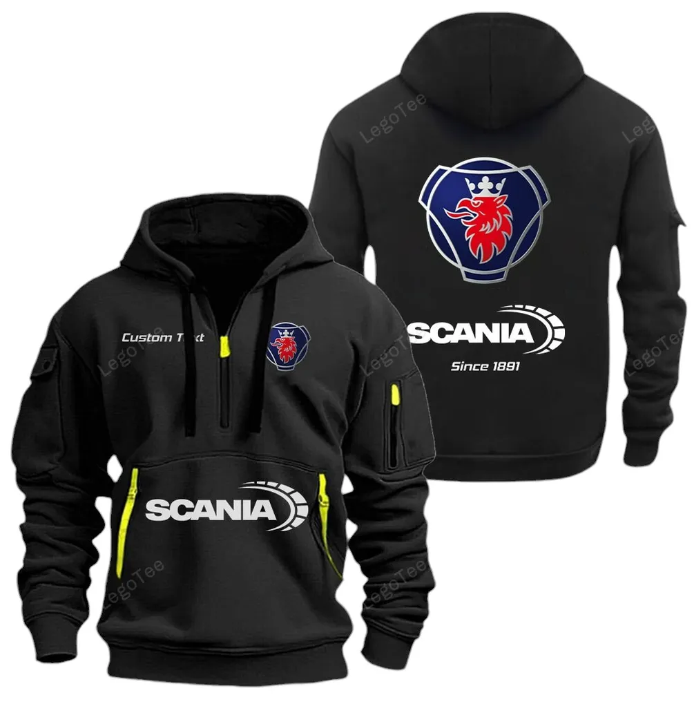 Tractor-Trailer Enthusiasts Gift Hoodie Half Zipper, Game Day Half-Zip Hoodie CAR052 - Black