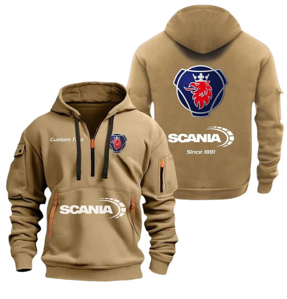 Road Hauler Fans Gift Hoodie Half Zipper, Casual Sport Half-Zip Hoodie CAR052 - Khaki