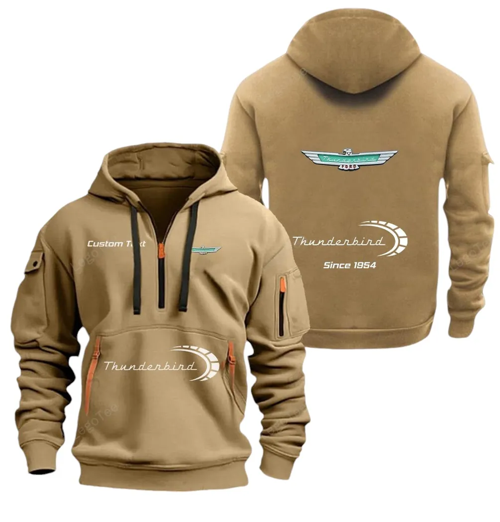 Classic American Auto Fans Gift Hoodie Half Zipper, Everyday Comfort Half-Zip Hoodie CAR052 - Khaki