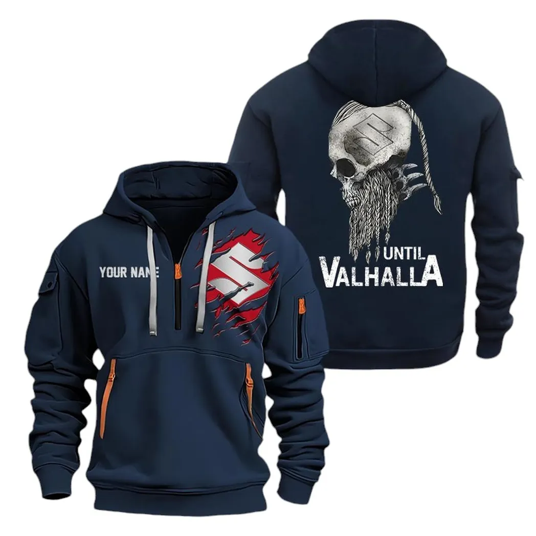 High-Speed Motorcycle Lovers Gift Hoodie Half Zipper, Everyday Comfort Half-Zip Hoodie CAR072 - Navy