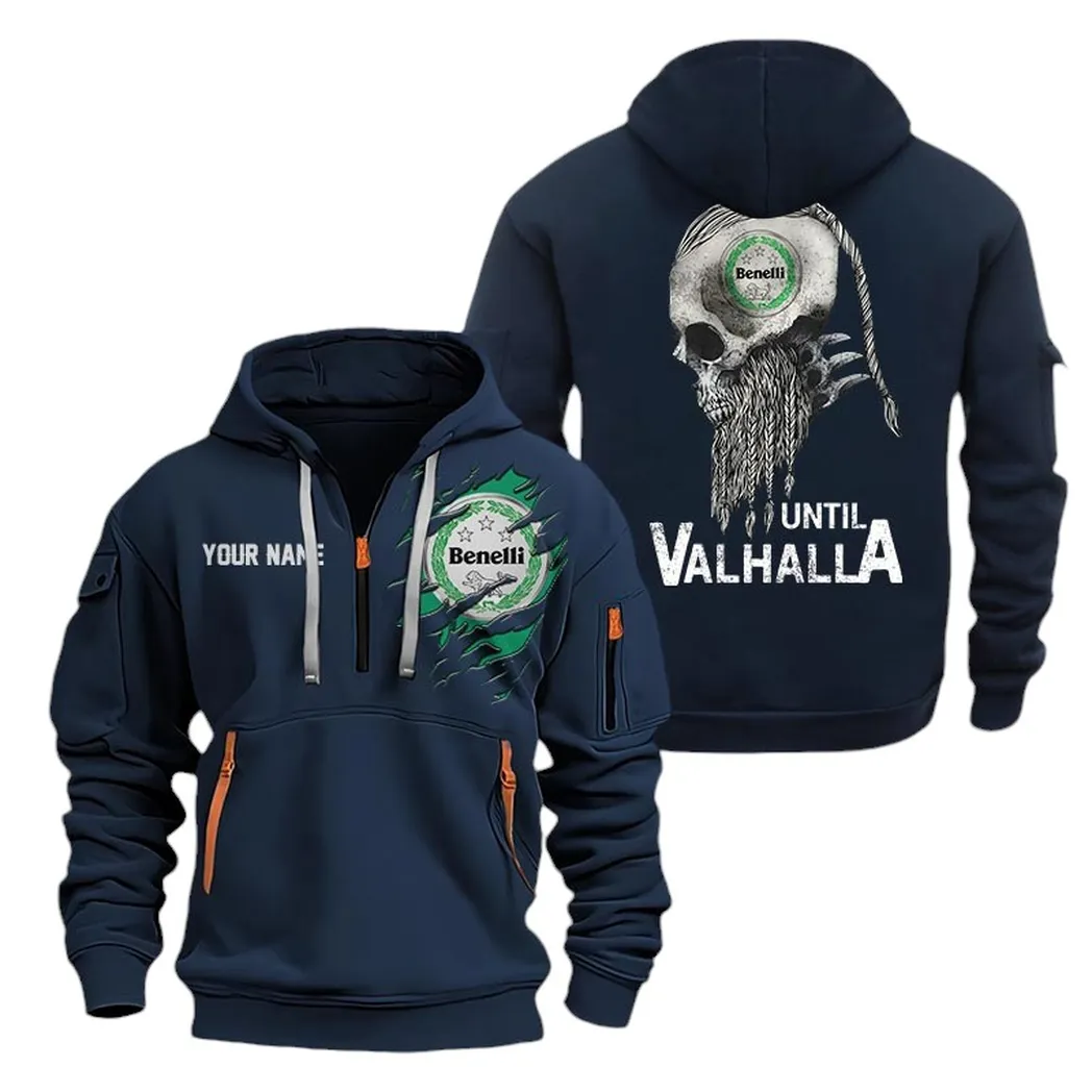 Adventure Touring Bike Owners Gift Hoodie Half Zipper, Supporter Style Half-Zip Hoodie CAR072 - Navy