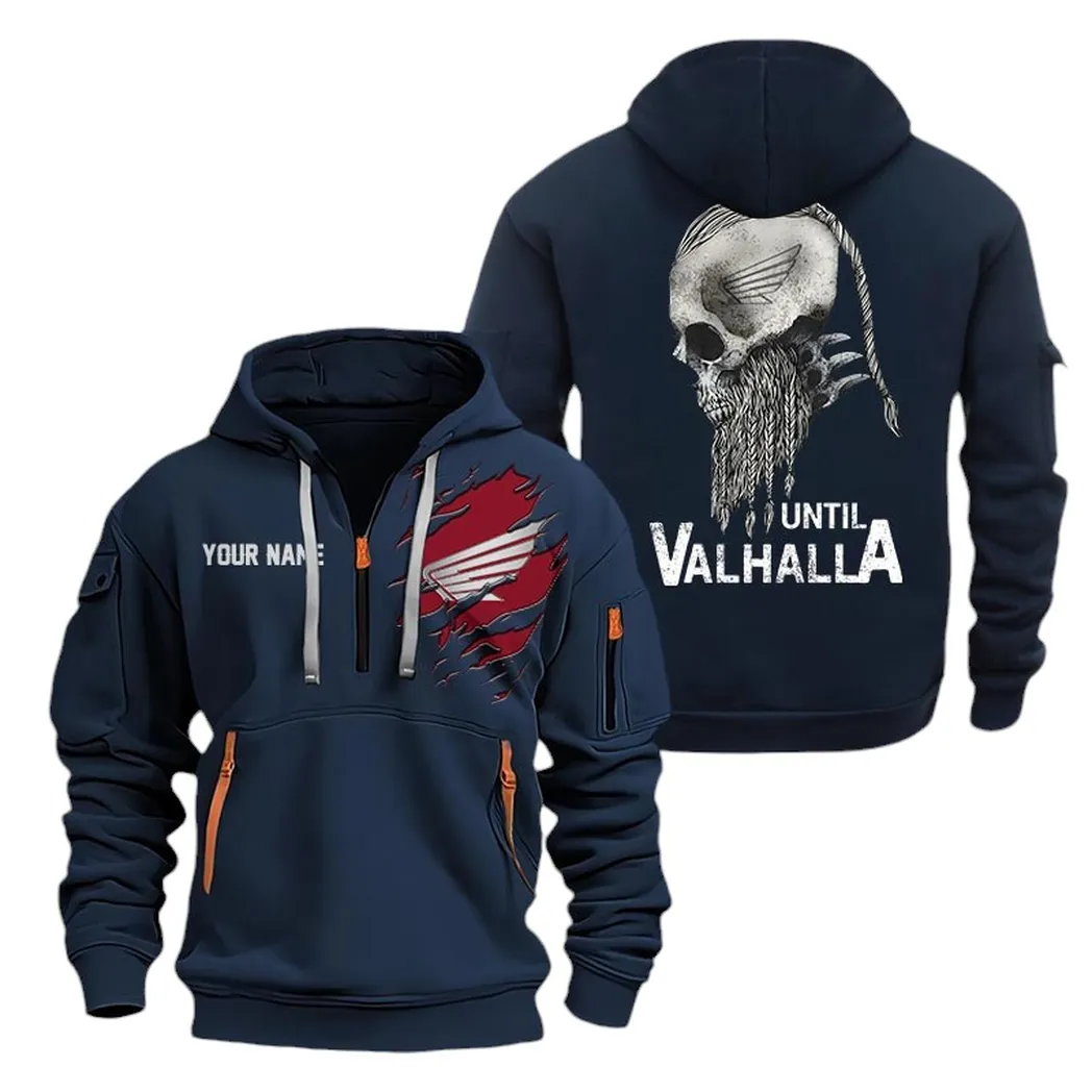 Motorcycle Lovers Gift Hoodie Half Zipper, Warm Up Hoodie CAR072 - Navy