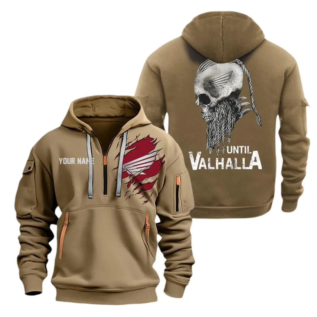 Adventure Motorbike Enthusiasts Gift Hoodie Half Zipper, Warm Up Hoodie CAR072 - Khaki